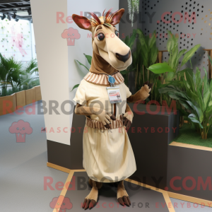 Beige Okapi mascot costume...
