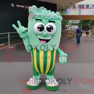 Green Pop Corn mascot...