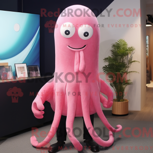 Pink Squid mascot costume...
