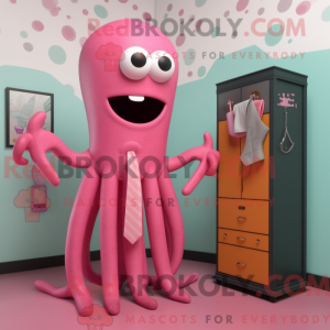 Pink Squid mascottekostuum...