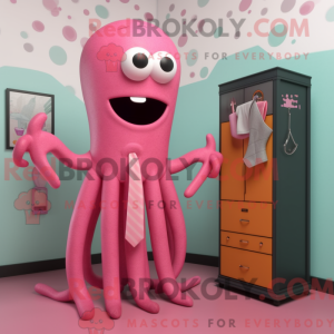 Pink Squid maskot kostume...