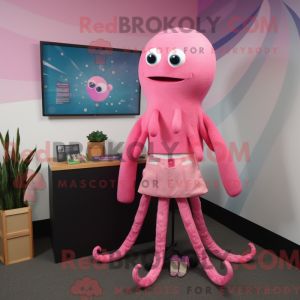 Pink Squid maskot kostume...