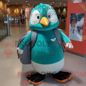 Teal Penguin mascot costume...