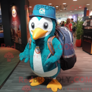 Blågrøn Penguin maskot...