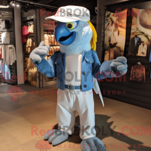 Sølv Macaw maskot kostume...