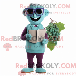 Teal Grape mascot costume...