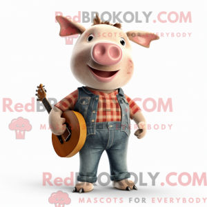 Tan Pig maskot kostume...