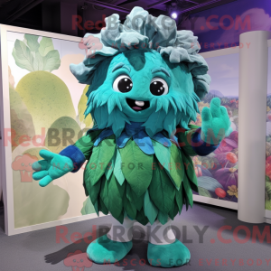 Teal Cabbage mascot costume...