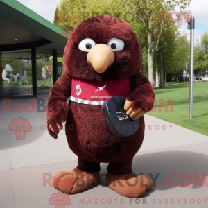 Maroon Kiwi-mascottekostuum...