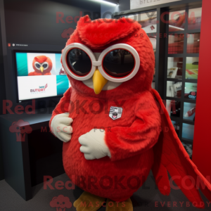 Rode Uil mascotte kostuum...