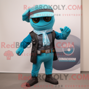 Turquoise Commando mascot...