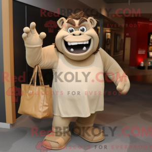 Tan Ogre maskot kostume...