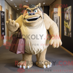 Tan Ogre mascot costume...