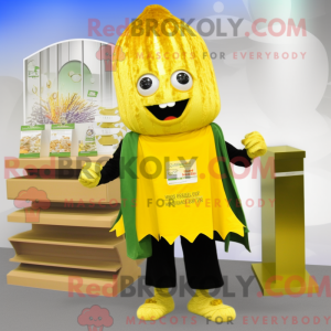 Gold Celery mascot costume...