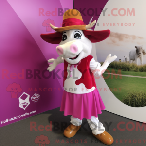 Magenta Hereford Cow mascot...