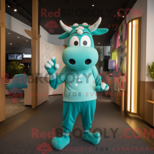 Turquoise Cow mascot...