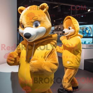 Gold Weasel maskot drakt...
