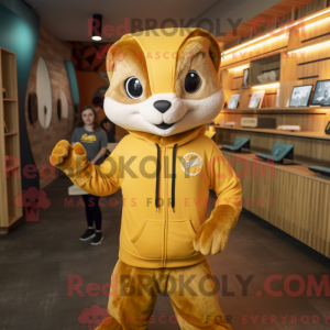 Gold Weasel maskot kostume...