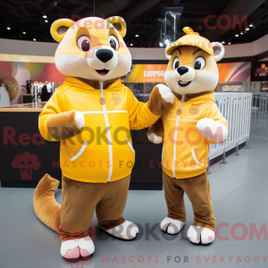 Gold Weasel mascot costume...