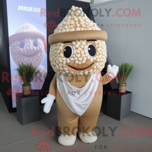 Tan Pop Corn maskot kostume...