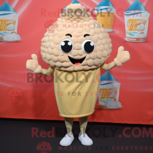 Tan Pop Corn mascot costume...