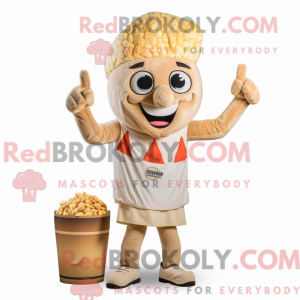 Tan Pop Corn mascot costume...