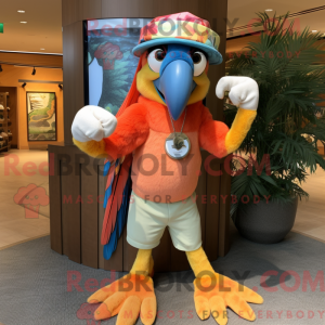 Peach Macaw mascot costume...