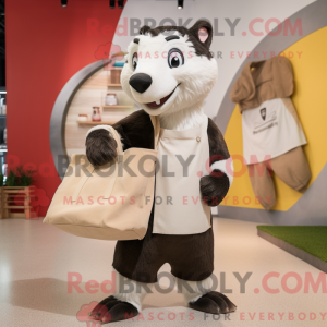 Cream Badger mascot costume...