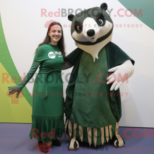 Olive Badger maskot kostume...