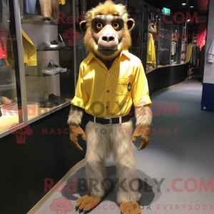 Gold Baboon mascot costume...