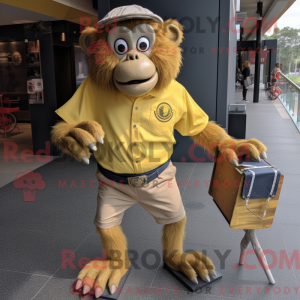 Gold Baboon mascot costume...
