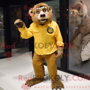 Gold Baboon mascot costume...