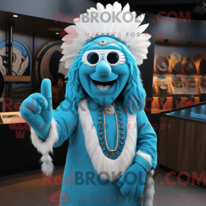 Cyaan Chief mascottekostuum...