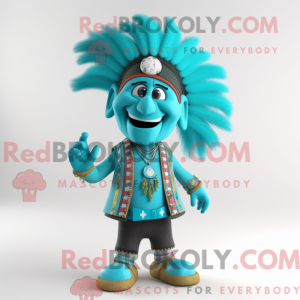 Cyan Chief-maskotdraktfigur...