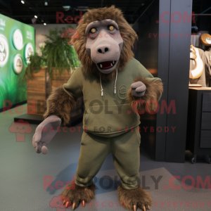 Olive Baboon mascot costume...