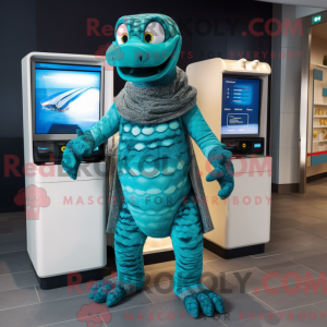 Cyan Python maskot kostume...