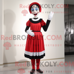 Rød Mime maskot kostume...