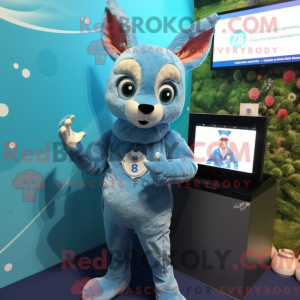 Sky Blue Roe Deer mascot...