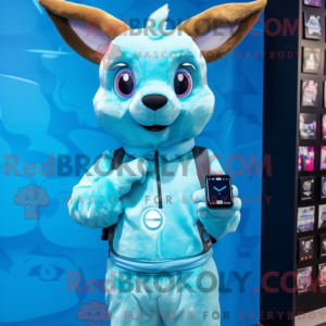 Sky Blue Roe Deer mascot...