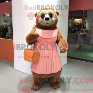 Peach Sloth Bear mascot...