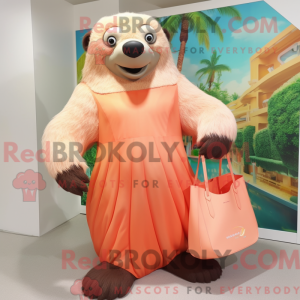 Peach Sloth Bear mascot...
