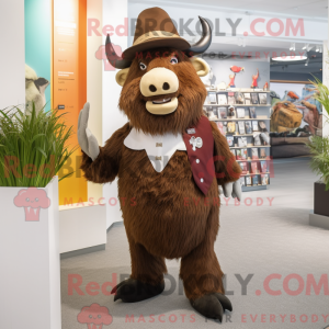 Brown Yak mascot costume...