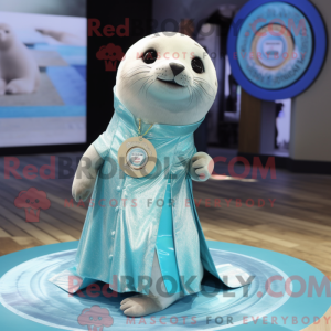 Cyan Seal mascot costume...