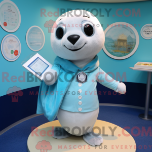 Cyan Seal maskot kostume...