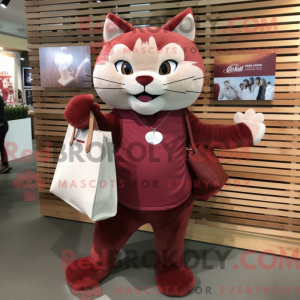 Maroon Cat maskot kostume...