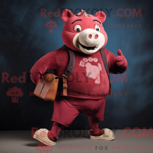 Maroon Sow mascot costume...