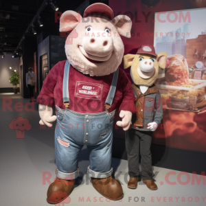 Maroon Sow mascot costume...