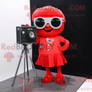 Red Camera mascot costume...