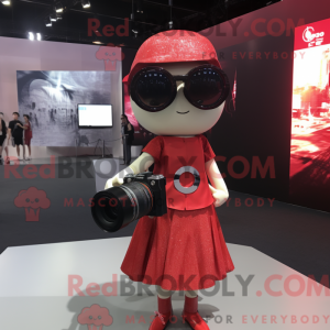 Red Camera mascot costume...