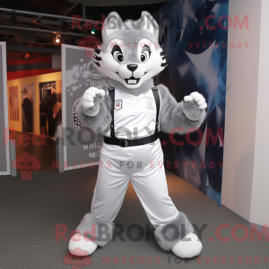Sølv Lynx maskot kostume...